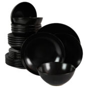 Set farfurii 24 piese, pentru 6 persoane, Abyss, Cesiro, Negru Mat