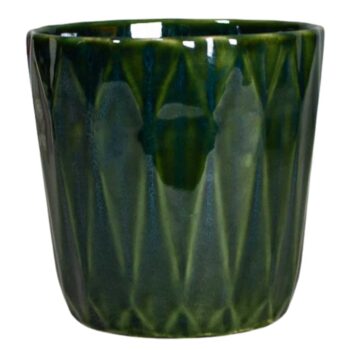 Ghiveci Verde Închis Reactiv decorat in relief cu forma de diamant, 12 cm Ghiveci Verde Închis Reactiv decorat in relief cu forma de diamant, 12 cm