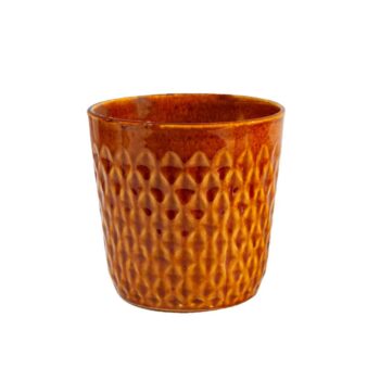 Ghiveci decorat in relief cu romburi mici , Cesiro Accesorii decorative, 12 cm, Maro Deschis Reactiv Ghiveci decorat in relief cu romburi mici , Cesiro Accesorii decorative, 12 cm, Maro Deschis Reactiv