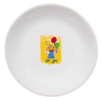 Farfurie desert cu decor fetita cu baloane, 19,5 cm, Alb Pur