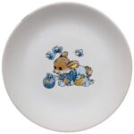 Farfurie desert cu decor soricel cu albine, 19,5 cm, Alb Pur