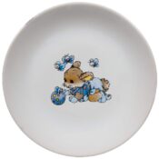 Farfurie desert cu decor soricel cu albine, 19,5 cm, Alb Pur