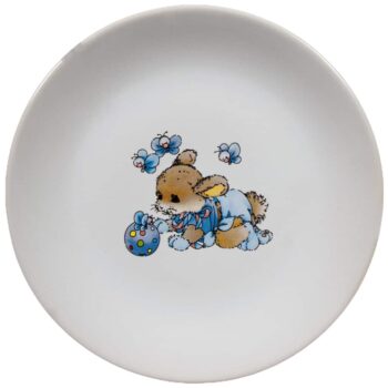 Farfurie desert cu decor soricel cu albine, 19,5 cm, Alb Pur
