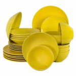 Set farfurii 24 piese, pentru 6 persoane, SunRise, Cesiro, Galben