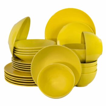 Set farfurii 24 piese, pentru 6 persoane, SunRise, Cesiro, Galben