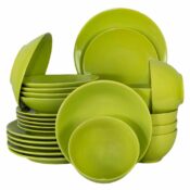 Set farfurii 24 piese, pentru 6 persoane, Lime, Cesiro, Verde