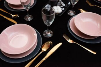 Set farfurii 18 piese, pentru 6 persoane, Ash, Cesiro, Gri/Roz