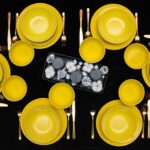 Set farfurii 24 piese, pentru 6 persoane, SunRise, Cesiro, Galben