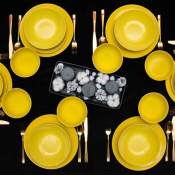 Set farfurii 24 piese, pentru 6 persoane, SunRise, Cesiro, Galben