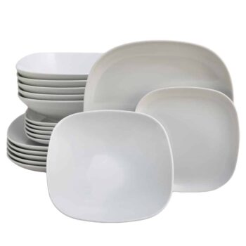 Set farfurii 18 piese, pentru 6 persoane, Ice, Cesiro, Portelan, Alb