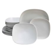 Set farfurii 12 piese, pentru 4 persoane, Ice, Cesiro, Portelan, Alb