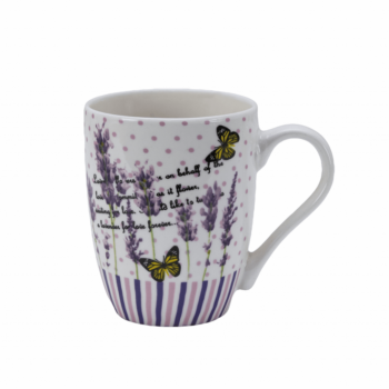 Cana 270 ml Alb decor lavanda