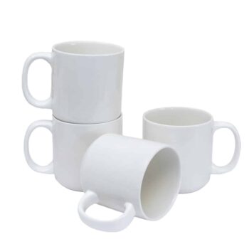 Set 4 cesti Design Italian din Portelan Alb, 350 ml Set 4 cesti Design Italian din Portelan Alb, 350 ml