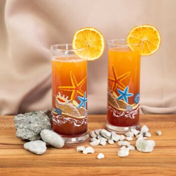 Set 6 pahare din sticla decorate de 290 ml, Cesiro