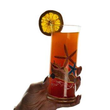 Set 6 pahare din sticla decorate de 290 ml, Cesiro
