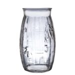 Set 6 pahare din sticla decorate in relief cu frunze de 500 ml, Cesiro