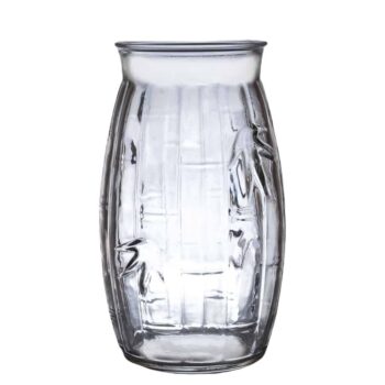 Set 6 pahare din sticla decorate in relief cu frunze de 500 ml, Cesiro