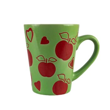 Cana 270 ml Alb/Verde cu mere Cana 270 ml Alb/Verde cu mere