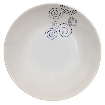 Set 6 farfurii adanci Alb Arctic cu puncte negre in forma de spirala, 21 cm Set 6 farfurii adanci Alb Arctic cu puncte negre in forma de spirala, 21 cm