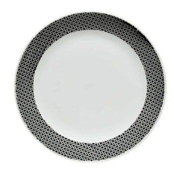 Farfurie intinsa cu banda neagra cu patratele, 26 cm, Alb Pur