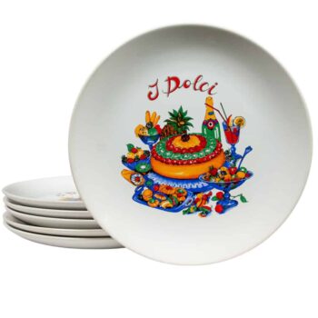 Set 6 farfurii desert Alb Pur cu decor I Dolci, 21 cm Set 6 farfurii desert Alb Pur cu decor I Dolci, 21 cm