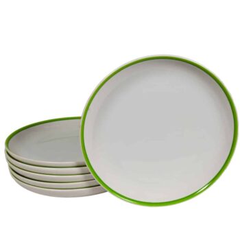 Set 6 farfurii desert Alb Pur cu Linie Verde la Margine, 20 cm Set 6 farfurii desert Alb Pur cu Linie Verde la Margine, 20 cm