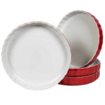 Set 4 vase termorezistente Alb/Rosu, 28x4 cm