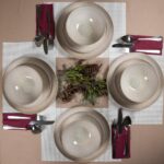 Set farfurii 12 piese, pentru 4 persoane, Shell, Cesiro, Crem deschis lucios