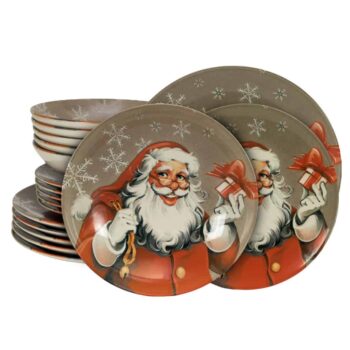 Set farfurii 18 piese, pentru 6 persoane, Santa Claus, Cesiro, Multicolor