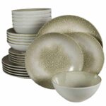 Set farfurii 24 piese, pentru 6 persoane, Silver, Cesiro, Alb Ivoire cu gri