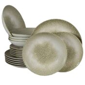 Set farfurii 18 piese, pentru 6 persoane, Silver, Cesiro, Alb Ivoire cu gri