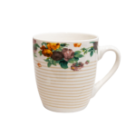 Cană albă cu flori colorate și linii aurii de 250 ml