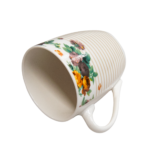 Cană albă cu flori colorate și linii aurii de 250 ml