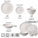 Set farfurii 16 piese, pentru 4 persoane, North Pole, Cesiro, Alb Arctic Mat