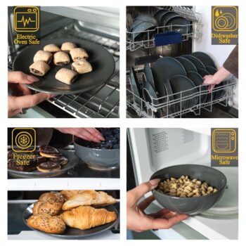Set farfurii 24 piese, pentru 6 persoane, Iron, Cesiro, Gri Inchis