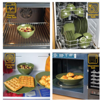 Set farfurii 12  piese, pentru 4 persoane, Olive Green, Cesiro, Verde Masliniu Mat