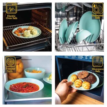 Set farfurii 4 piese, pentru o persoana, Peppermint, Cesiro, Verde Menta Mat