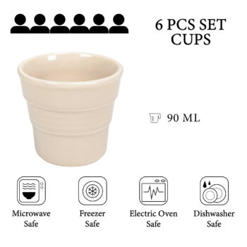 Set 6 pahare de 90 ml cu model Crem Luminos, Cesiro