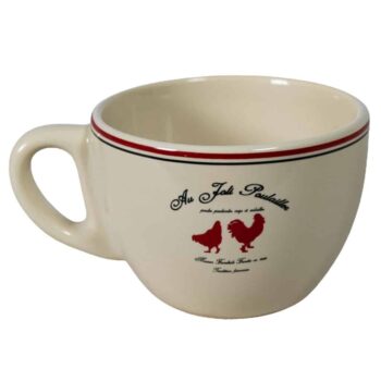 Cana de cafea Crem Ivoire cu decor gaini rosii, 160 ml