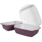 Set 3 vase termorezistente Alb/Mov Marimi mixte
