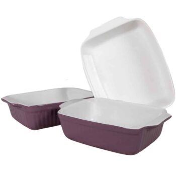 Set 3 vase termorezistente Alb/Mov Marimi mixte