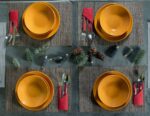 Set farfurii 12 piese, pentru 4 persoane, Sun, Cesiro, Galben Rumen
