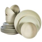 Set farfurii 18 piese, pentru 6 persoane, Milk Foam, Cesiro, Crem Ivoire