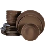 Set farfurii 18 piese, pentru 6 persoane, Dark Chocolate, Cesiro, Maro Ciocolatiu