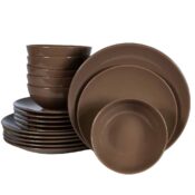 Set farfurii 18 piese, pentru 6 persoane, Dark Chocolate, Cesiro, Maro Ciocolatiu