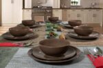 Set farfurii 18 piese, pentru 6 persoane, Dark Chocolate, Cesiro, Maro Ciocolatiu