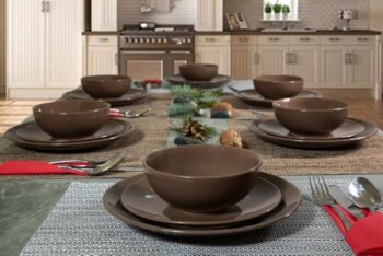 Set farfurii 18 piese, pentru 6 persoane, Dark Chocolate, Cesiro, Maro Ciocolatiu