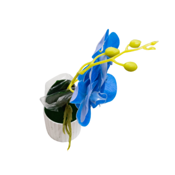 Decorațiune florală cu orhidee albastră în ghiveci de 30x10 cm