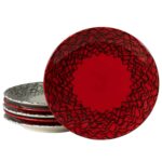 Deserturi în Eleganță: Set 6 Farfurii Crem/Roșu!