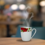 Set Elegant de 6 Căni de Cafea cu Motive Florale Roșii din Porțelan